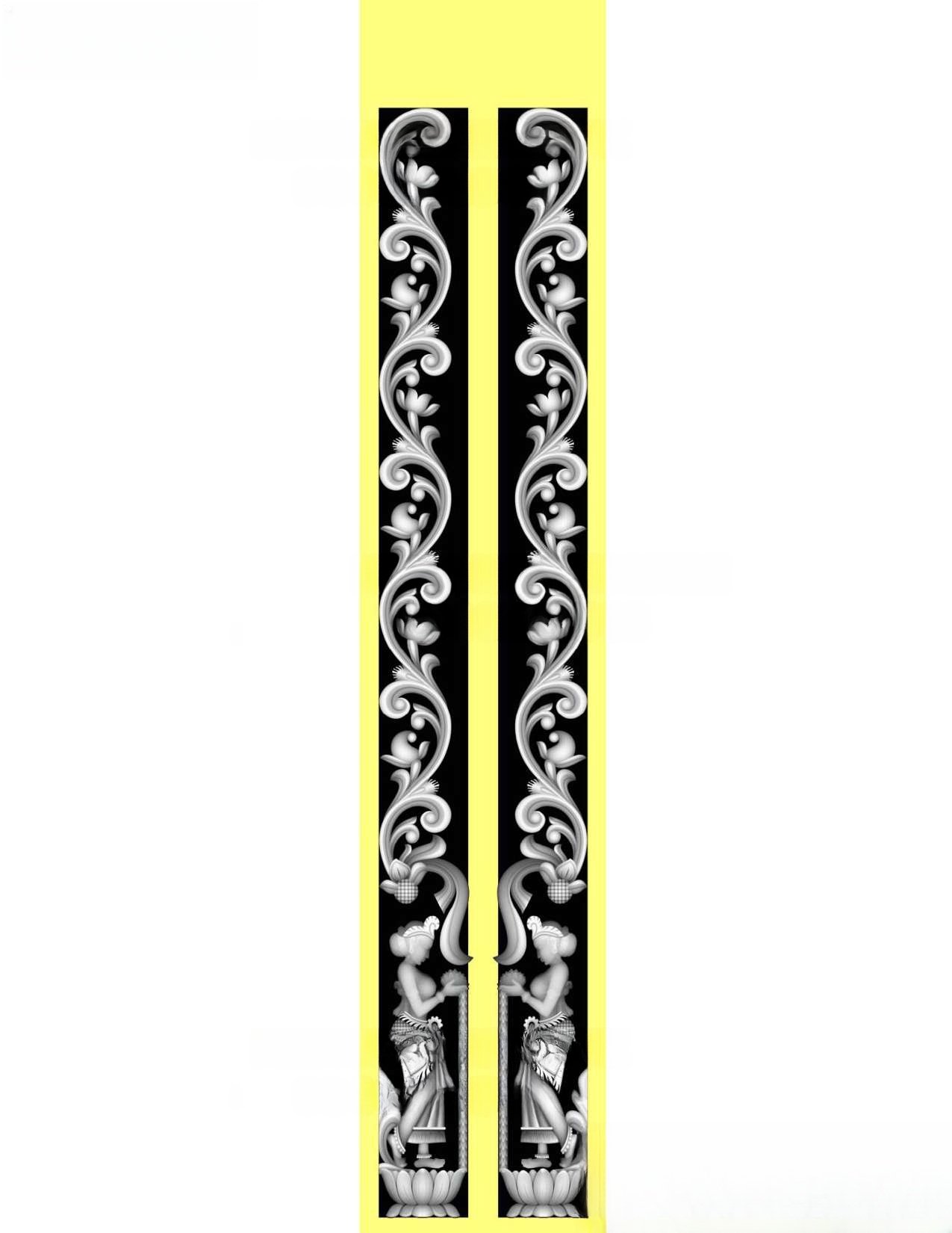 MD - MIX-30 Traditional Indian Apsara Pillar Carving Design 3D Model